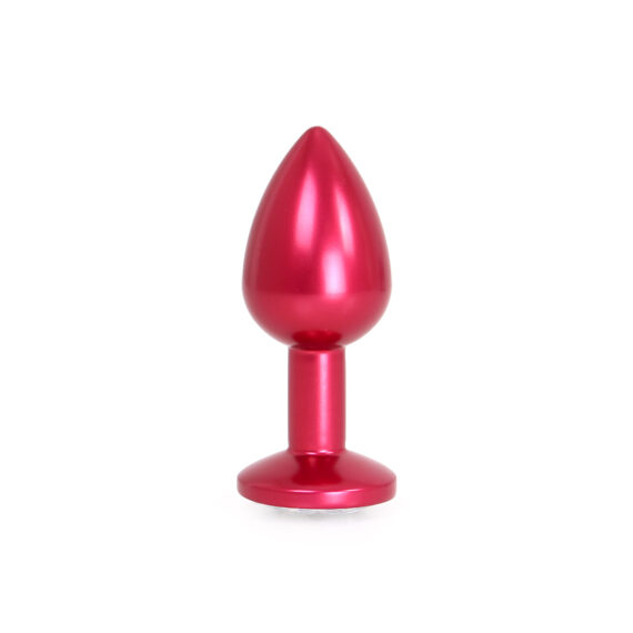 Aluminium Buttplug Red with Clear Gem
