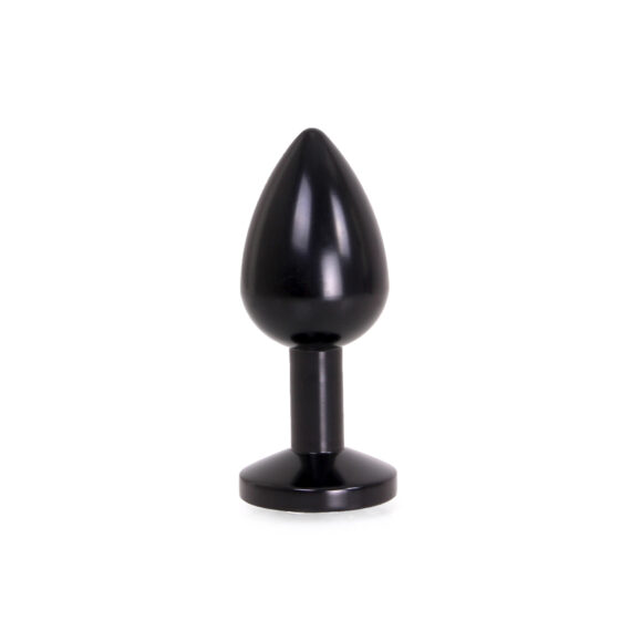 Aluminium Buttplug Black with Clear Gem