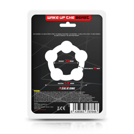 Bead Solid Cock Ring Silicone 3.5 cm Black