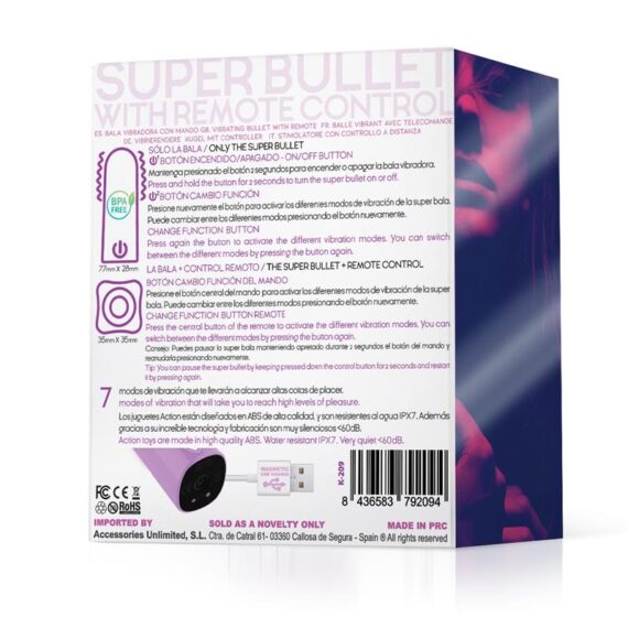 Dhalia Súper Vibrating Bullet with Remote Control High-powered USB Purple