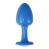 Metal Butt Plug Blue Rosebud with Blue Jewel