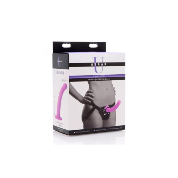 Navigator Silicone G-Spot Dildo with Harness Purple