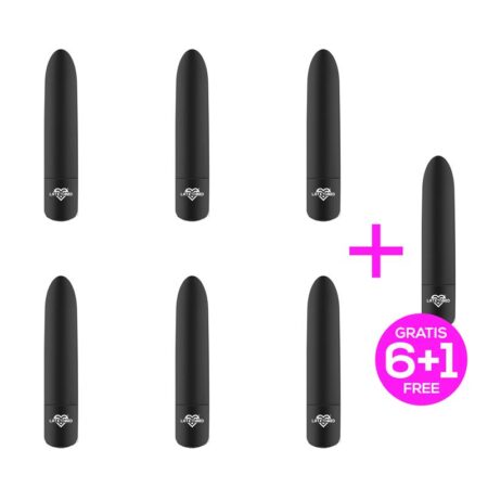 Pack 6 +1 Shoty Vibrating Bullet USB 10 Speeds Powerful Motor Black