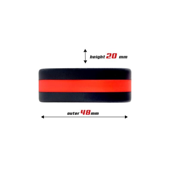 Penis Ring 100% Solid Silicone 3.6 cm Red and Black