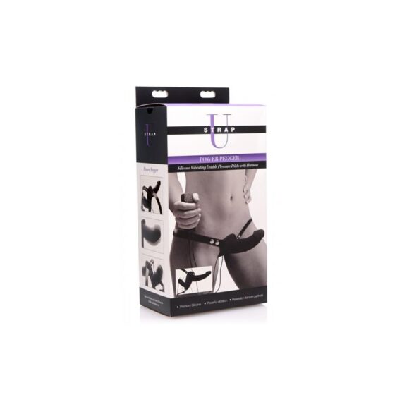 Power Pegger Double Strap-On Vibrator Black