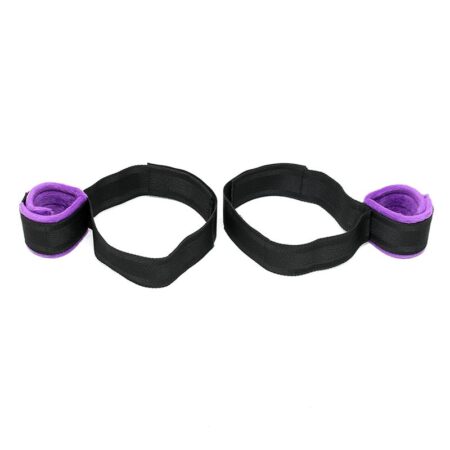rimba-bondage-play-wrist-to-upper-leg-cuff-set-adjustable-purple