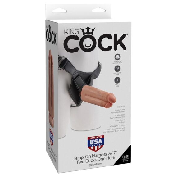 Strap-On Two Cocks One Hole 7 cm Flesh